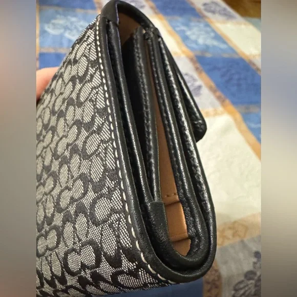 Coach Monogram Black and Gray Tri-fold Wallet - Picture 3 of 8